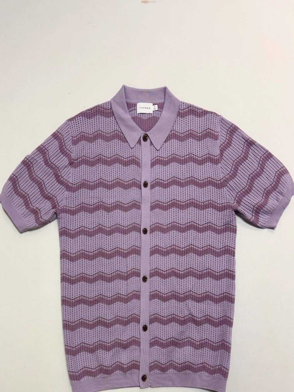 Topman Men’s M Lavender Wavy Knit Polo Shirt
